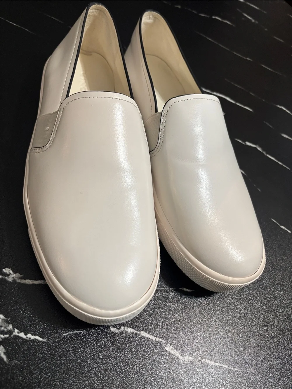 Vince Cream Leather Slip-On Loafers